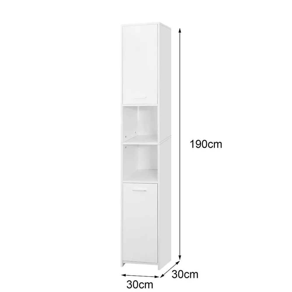 Colonne De Salle De Bains|Meuble De Salle De Bains Faible Profondeur|Ml-Design Meuble haute salle de bain colonne étroite de rangement blanc MDF 30x190x30 cm