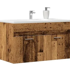 Vidaxl Meuble lavabo de salle de bain vieux bois bois d'ingénierie