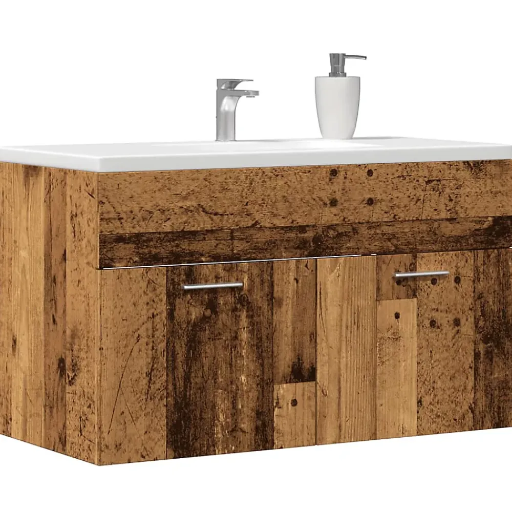 Vidaxl Meuble lavabo de salle de bain vieux bois bois d'ingénierie