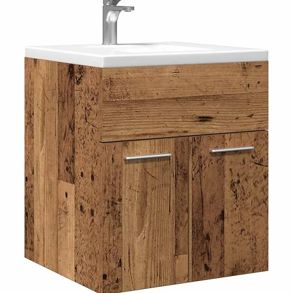 Meuble Wc|Vidaxl Meuble lavabo de salle de bain vieux bois bois d'ingénierie