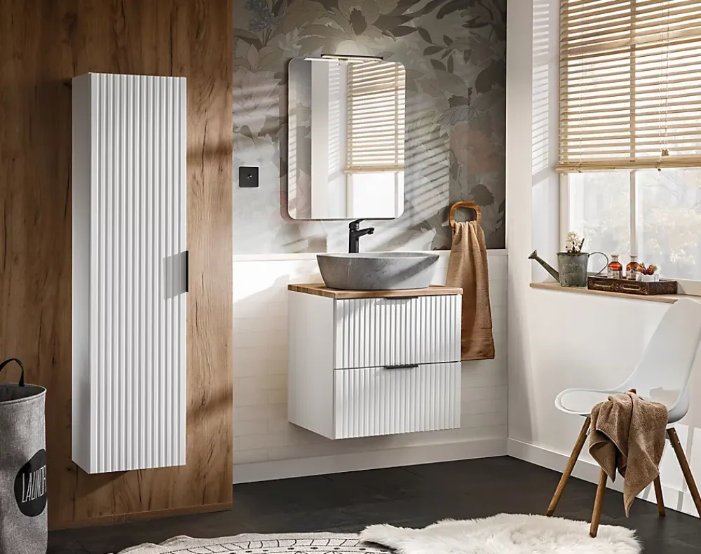 Furnidea Meuble lave main à suspendre ADEL BLANC 40 cm