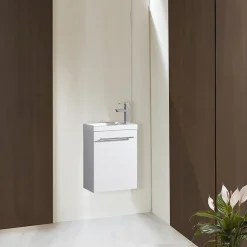 Jindoli Meuble lave main vasque 40 cm blanc laqué Aquapixo