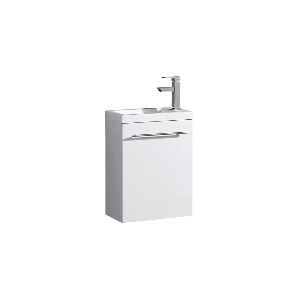 Jindoli Meuble lave main vasque 40 cm blanc laqué Aquapixo