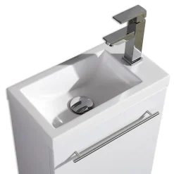 Jindoli Meuble lave main vasque 40 cm blanc laqué Aquapixo