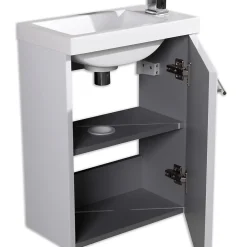 Jindoli Meuble lave main vasque 40 cm blanc laqué Aquapixo