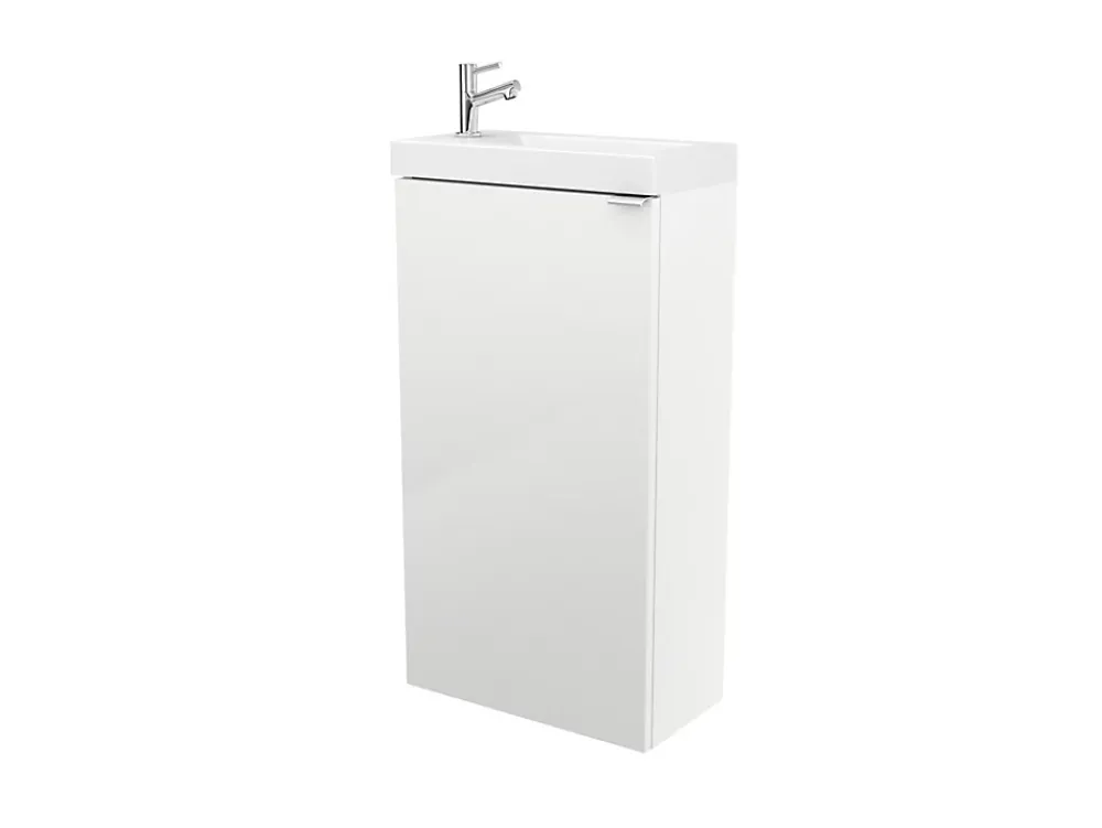 Lave-Mains|GoodHome Meuble lave mains à poser blanc brillant l.44 x H.79 x P.23 cm, Imandra
