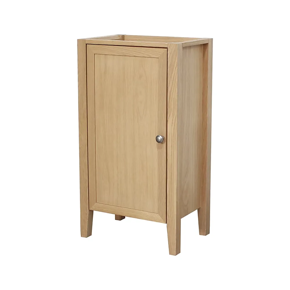 Lave-Mains|GoodHome Meuble lave mains à poser placage chêne l.44 x H.80,6 x P.30 cm, Perma