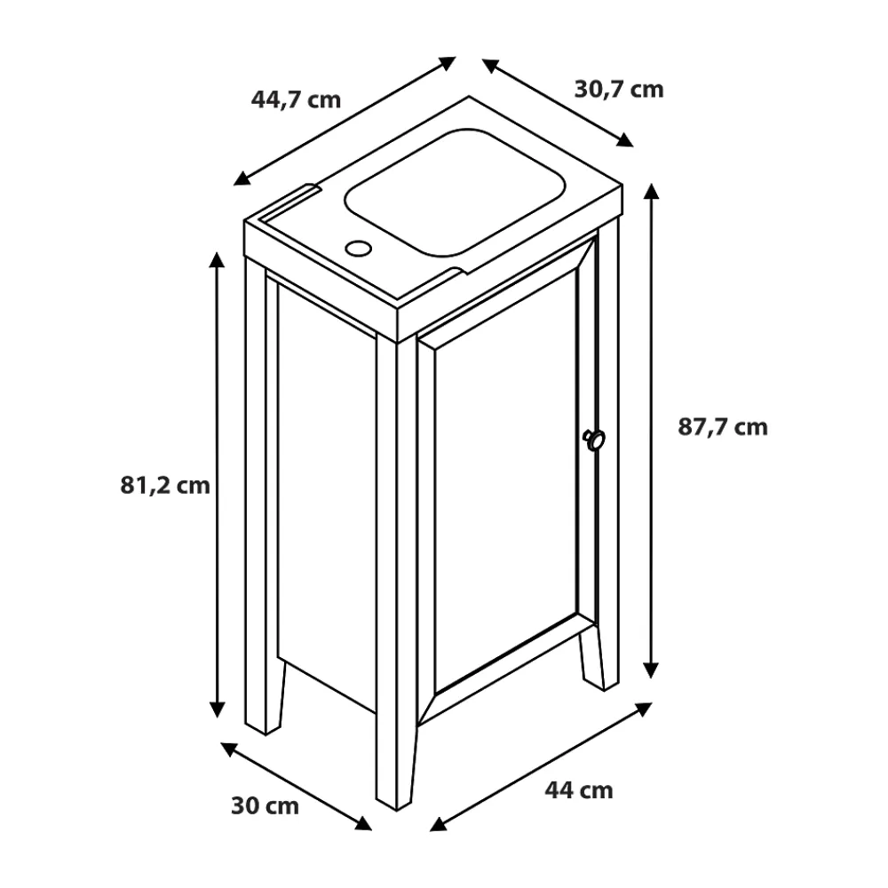 Lave-Mains|GoodHome Meuble lave mains à poser placage chêne l.44 x H.80,6 x P.30 cm, Perma