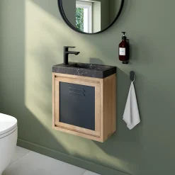 Lave-Mains|Cooke & Lewis Meuble lave mains à suspendre bois et noir l.44 x H.44 x P.23 cm, Indus