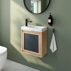 Lave-Mains|Cooke & Lewis Meuble lave mains à suspendre bois et noir l.44 x H.44 x P.23 cm, Indus