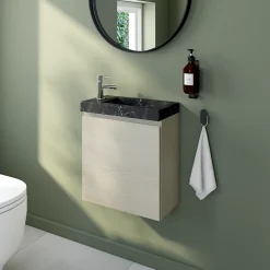 Meuble lave mains effet chêne l.45 x H.44 x P.21 cm, Calao