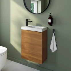 Lave-Mains|GoodHome Meuble lave mains suspendu effet noyer l.44 x H.55 x P.23 cm, Imandra