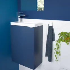 GoodHome Meuble lave mains suspendu bleu nuit mat l.44 x H.55 x P.23 cm, Imandra