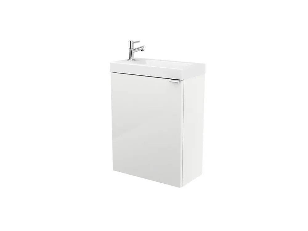 GoodHome Meuble lave mains suspendu blanc brillant l.44 x H.55 x P.23 cm, Imandra