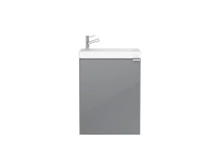 Lave-Mains|GoodHome Meuble lave mains suspendu gris brillant l.44 cm Imandra + plan vasque blanc résine Beni,