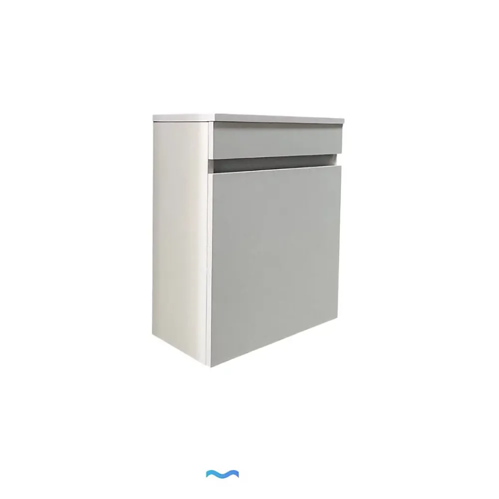 Dileci Meuble lave-main blanc compact avec vasque intégrée -