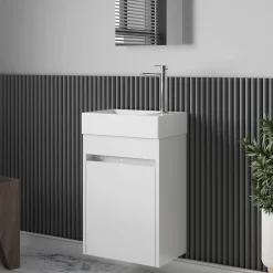 Lave-Mains|Stano Meuble lave-main salle de bain design MESSINA largeur 45 cm blanc laque