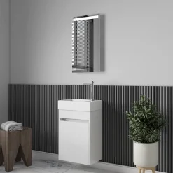 Lave-Mains|Stano Meuble lave-main salle de bain design MESSINA largeur 45 cm blanc laque