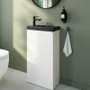 Homesight Meuble lave-mains à poser blanc mat l.44 cm Imandra + plan vasque effet marbre noir, GoodHome
