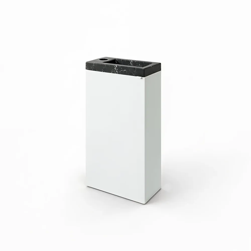 Homesight Meuble lave-mains à poser blanc mat l.44 cm Imandra + plan vasque effet marbre noir, GoodHome