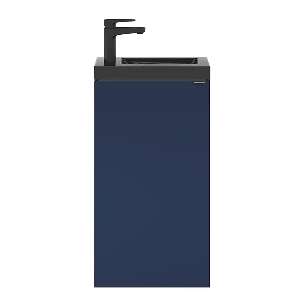 Lave-Mains|GoodHome Meuble lave-mains à poser bleu nuit mat l.44 cm Imandra + plan vasque noir céramique Nira,