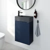 Lave-Mains|Homesight Meuble lave-mains à poser bleu nuit mat l.44 cm Imandra + plan vasque béton gris, GoodHome