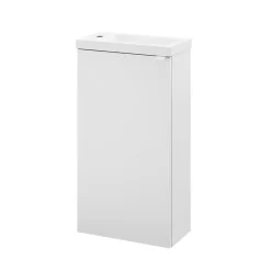 GoodHome Meuble lave-mains à poser blanc mat l.44 cm Imandra + plan vasque blanc résine Beni,