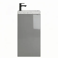 GoodHome Meuble lave-mains à poser gris brillant l.44 cm Imandra + plan vasque terrazzo,