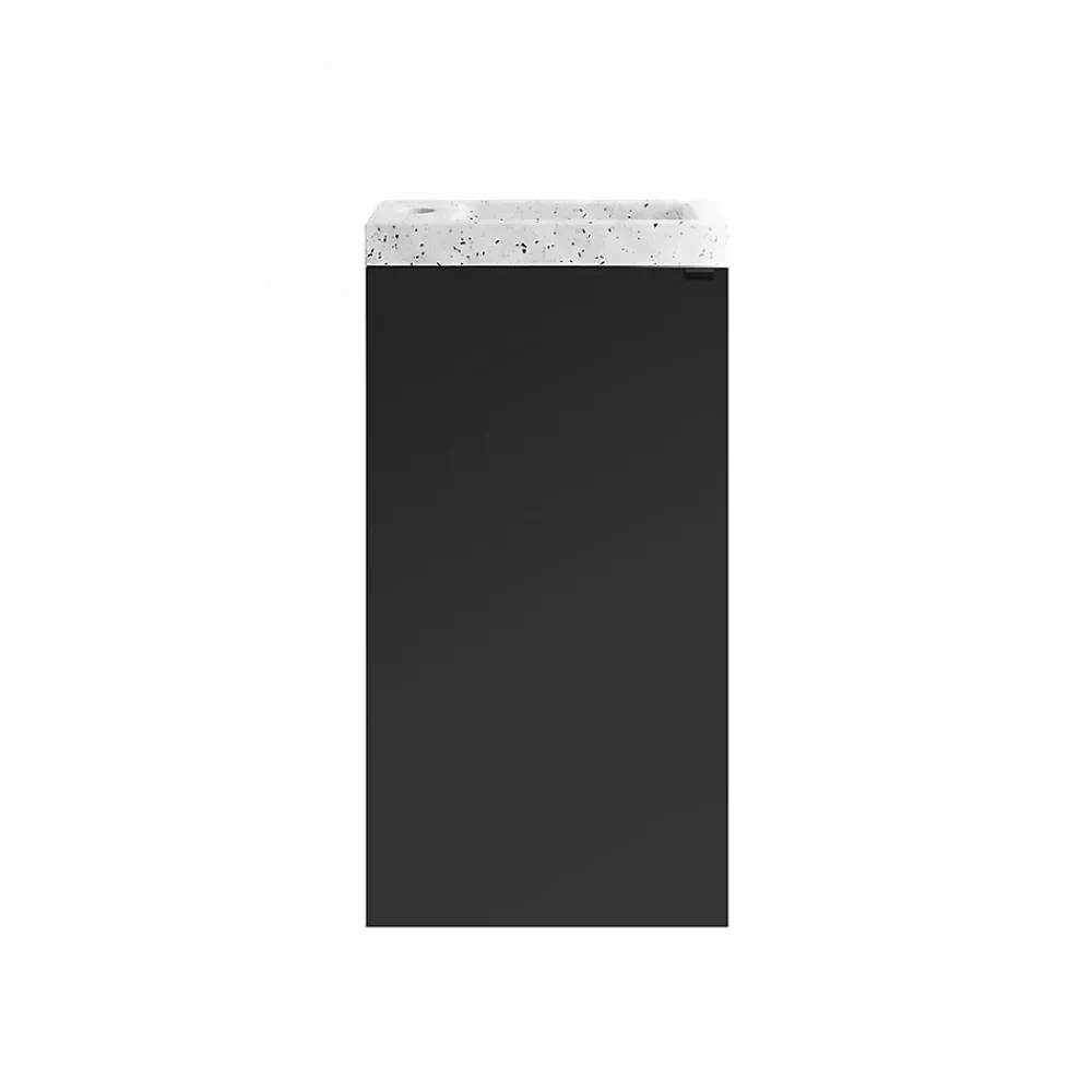 Lave-Mains|Homesight Meuble lave-mains à poser noir mat l.44 cm Imandra + plan vasque noir terrazzo, GoodHome