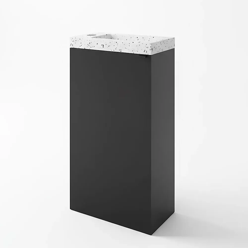 Lave-Mains|Homesight Meuble lave-mains à poser noir mat l.44 cm Imandra + plan vasque noir terrazzo, GoodHome