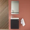 Lave-Mains|Mob-In Meuble lave-mains AVA noir carbone + miroir tablette blanche
