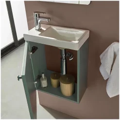 Mob-In Meuble lave-mains AVA vert de gris + robinet chromé