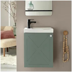 Lave-Mains|Mob-In Meuble lave-mains AVA vert de gris + robinet noir