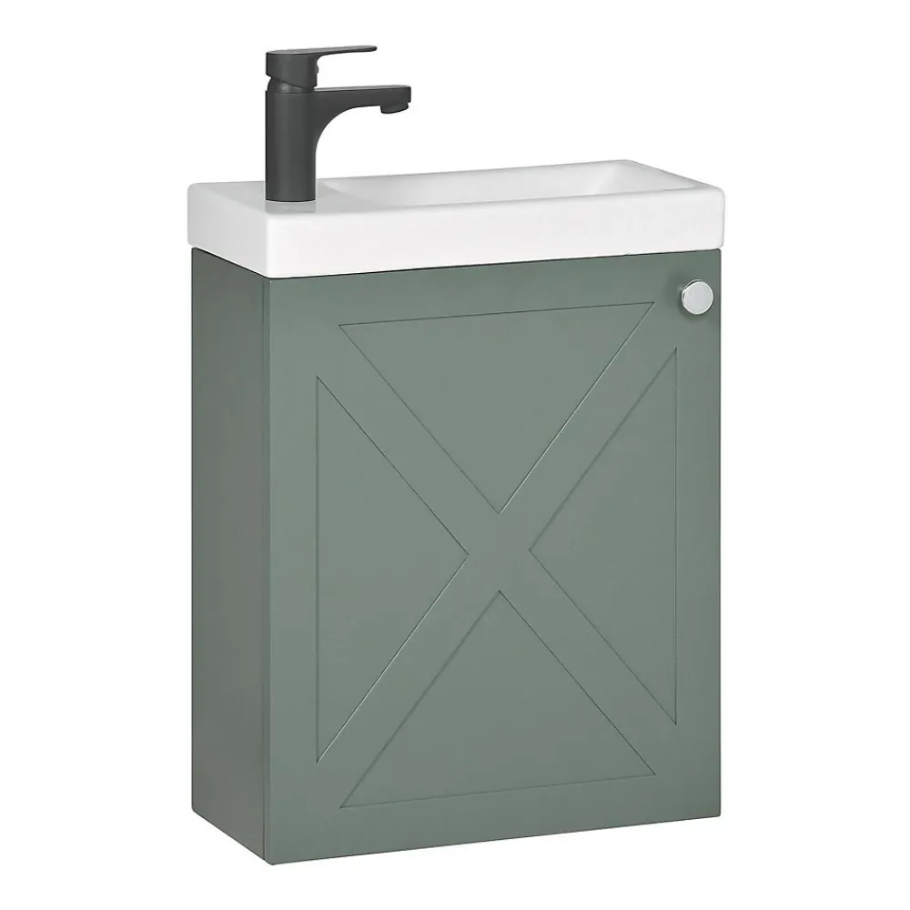 Lave-Mains|Mob-In Meuble lave-mains AVA vert de gris + robinet noir