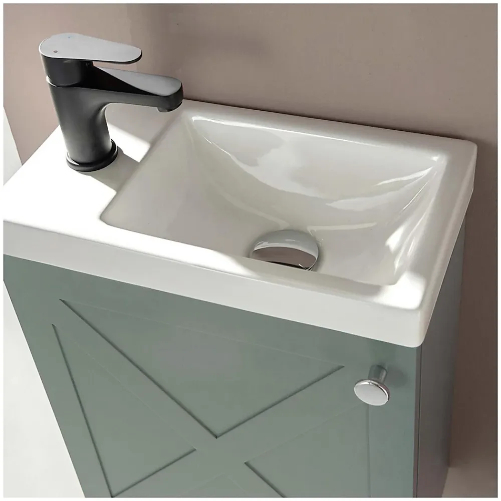 Lave-Mains|Mob-In Meuble lave-mains AVA vert de gris + robinet noir