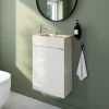 GoodHome Meuble lave-mains blanc brillant l.44 cm Imandra + plan vasque béton moucheté,