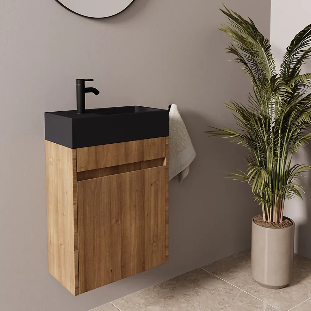 Lave-Mains|Lomazoo Meuble lave-mains chêne chaud Ibiza - 40cm