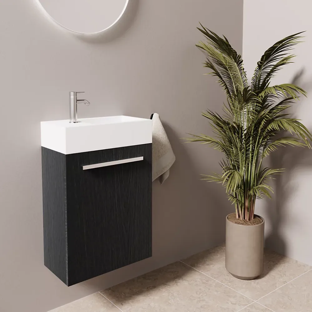 Lave-Mains|Lomazoo Meuble lave-mains chêne noir Bombay - 40cm