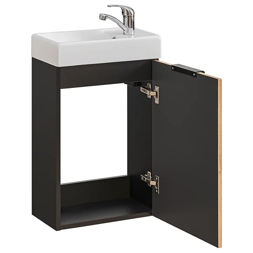 Lave-Mains|Petits-Meubles Meuble lave-mains 40cm 1 porte Gaia Bois et Noir