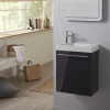 Lave-Mains|Planète Bain Meuble lave-mains complet couleur gris anthracite laqué avec mitigeur eau chaude / eau froide