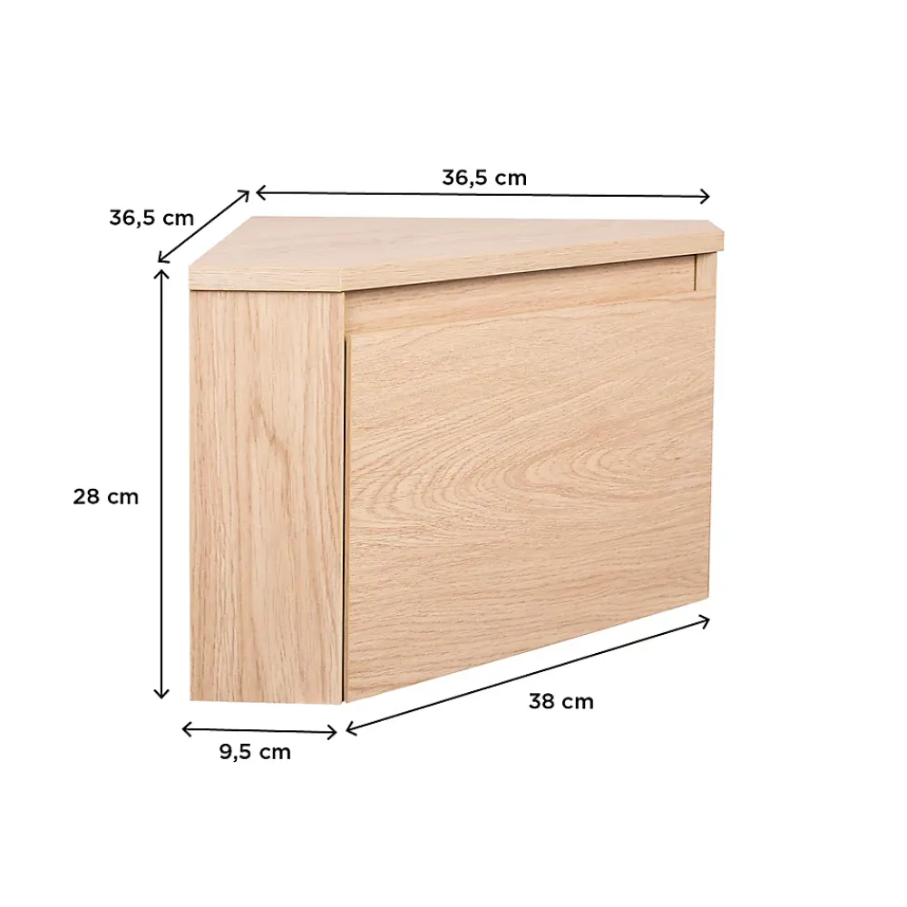 Homesight Meuble lave-mains d'angle à suspendre l.36,5 x H.28 x P.36,5 cm, effet bois, Noma