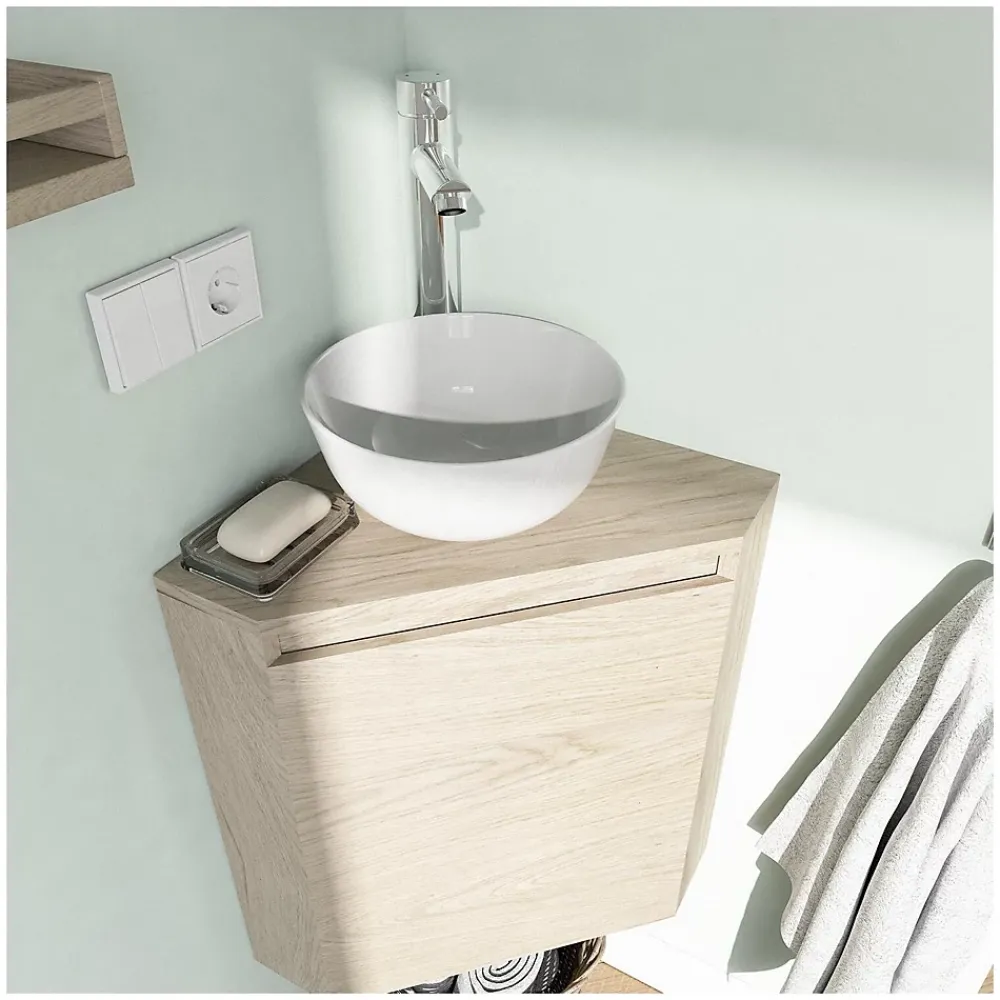 Mob-In Meuble lave-mains d'angle SORRENTO + vasque