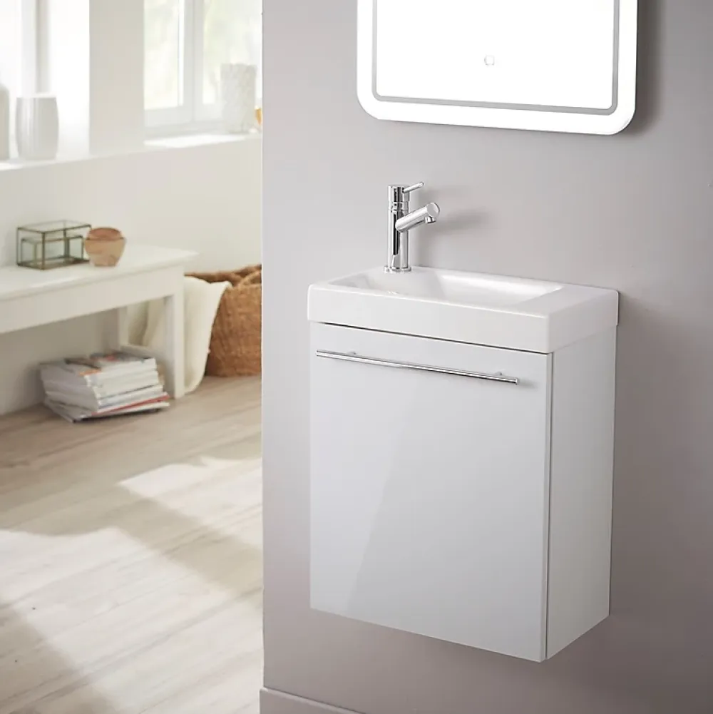 Lave-Mains|Planète Bain Meuble lave-mains design couleur blanc avec mitigeur eau chaude/ eau froide