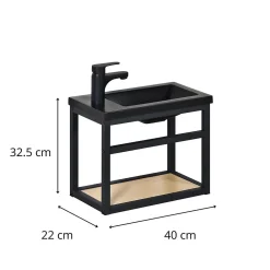 Lave-Mains|Mob-In Meuble lave-mains gain de place avec vasque résine 40x32.5cm
