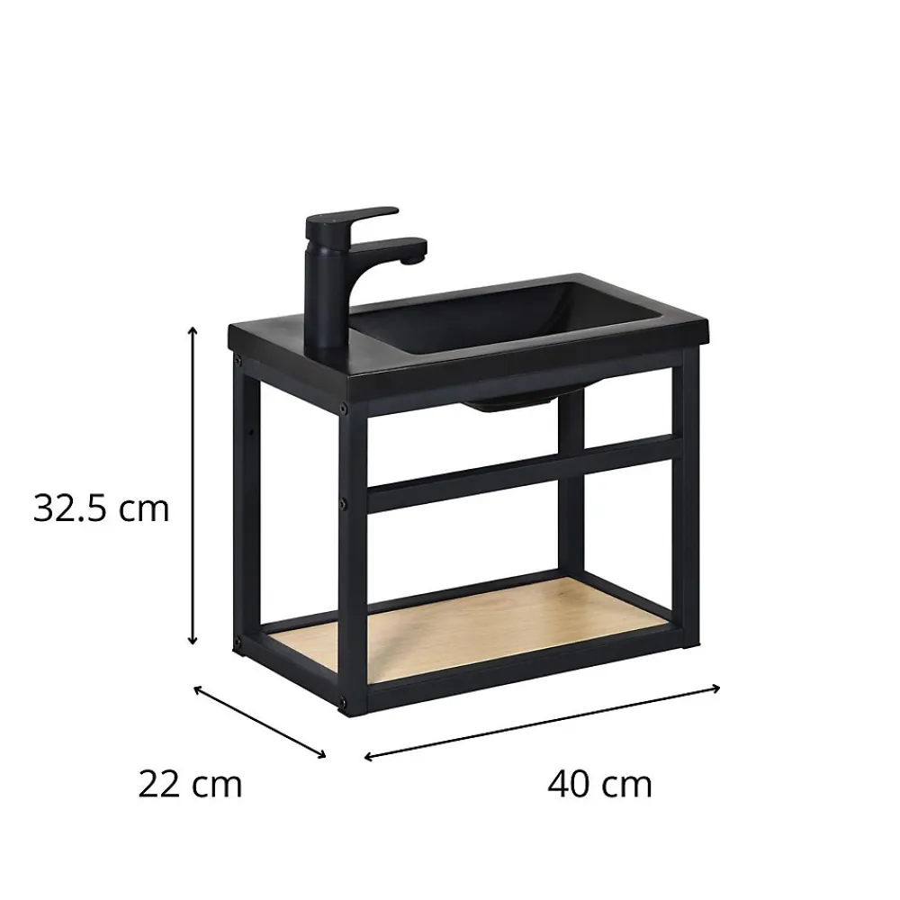Lave-Mains|Mob-In Meuble lave-mains gain de place avec vasque résine 40x32.5cm