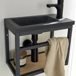 Lave-Mains|Mob-In Meuble lave-mains gain de place avec vasque résine 40x32.5cm