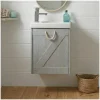 Mob-In Meuble lave-mains gris bord de mer + robinet MISTRAL