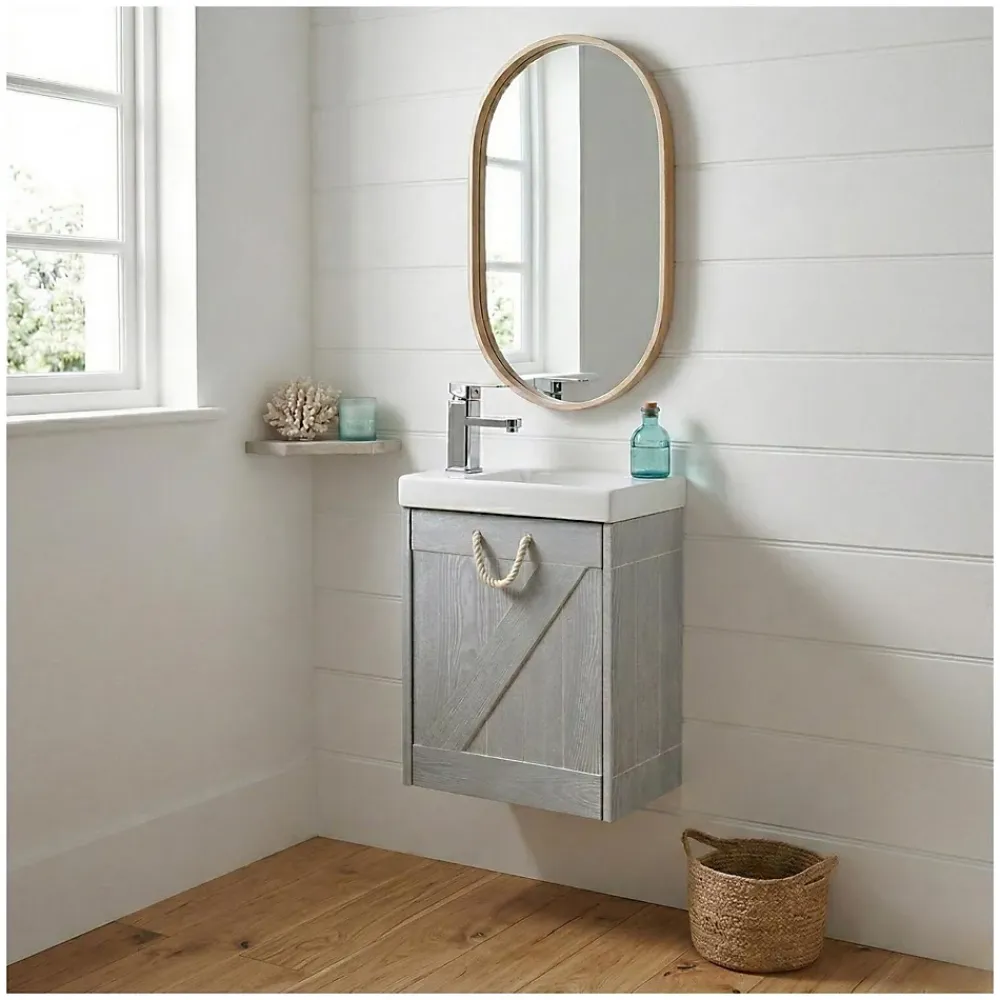 Mob-In Meuble lave-mains gris bord de mer + robinet MISTRAL