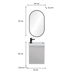 Lave-Mains|Mob-In Meuble lave-mains LISA + miroir ovale