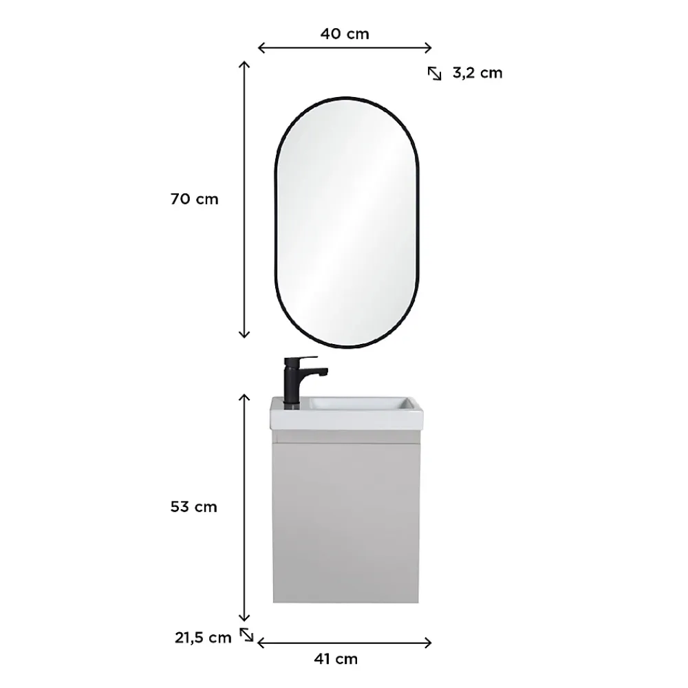 Lave-Mains|Mob-In Meuble lave-mains LISA + miroir ovale